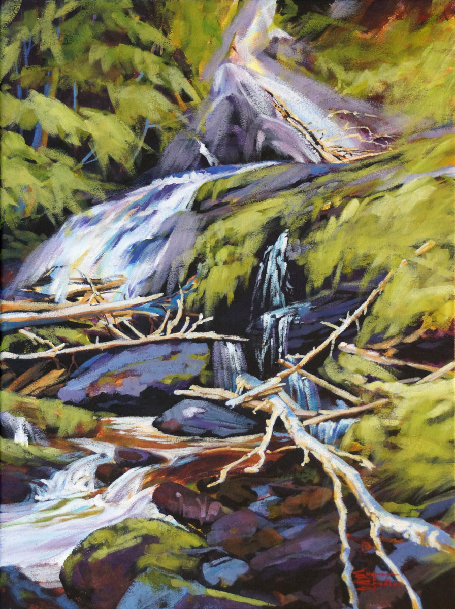 Bijoux Falls, BC, 18x24, Acrylic, 2018 - 