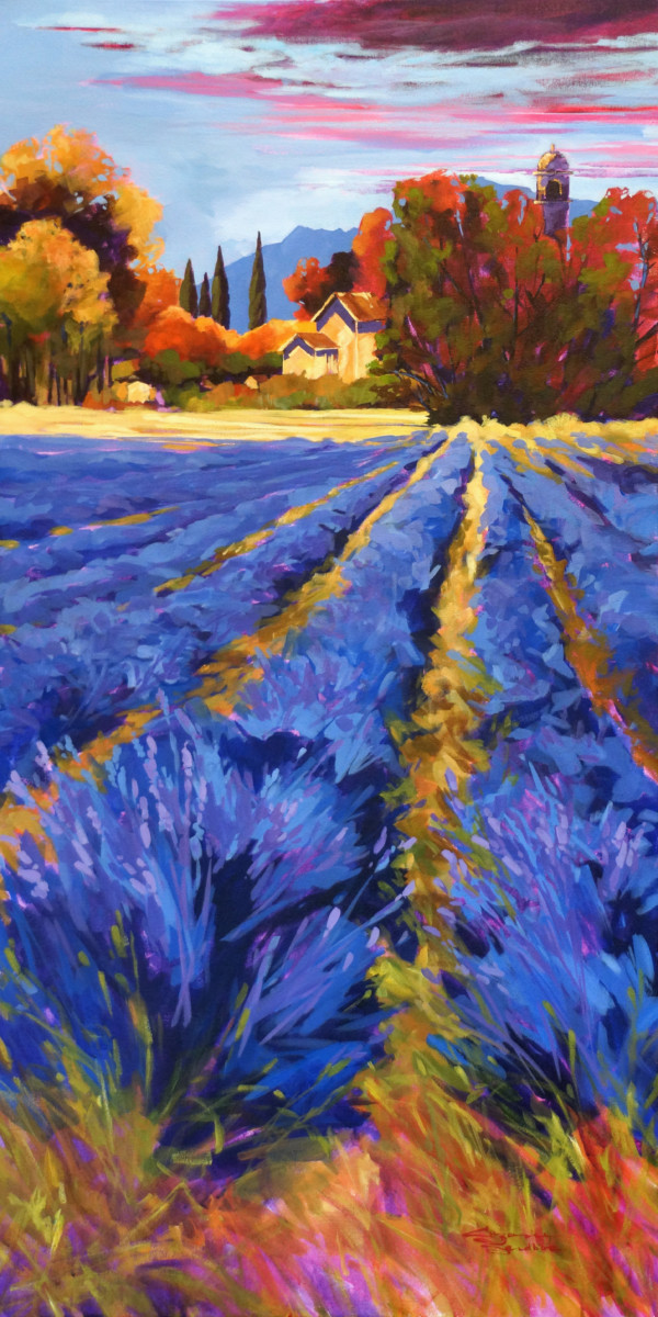Lavender Fields, Grignan France, 60x30, Acrylic, 2018 - 