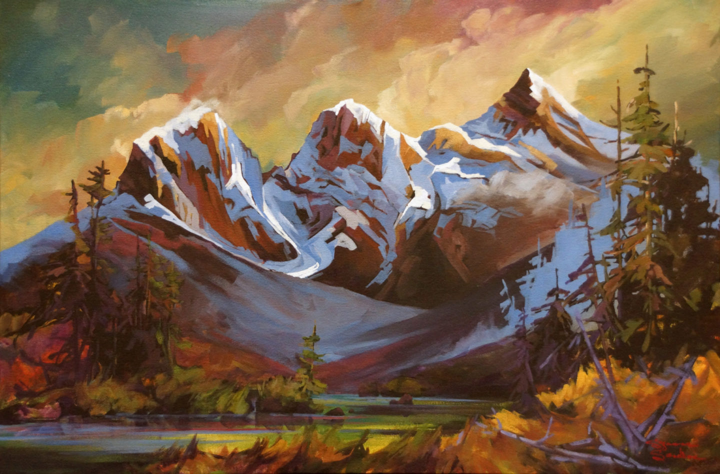 The Three Sisters Mountains, Canmore, 24x36, 2018 - 