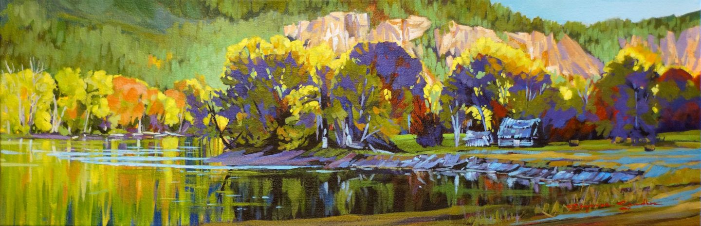 Along The Clearwater River, 12x36, Acrylic, 2020 - 