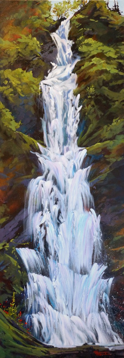Bridal Veil Falls, AK, 60x20, Acrylic, 2020 - 