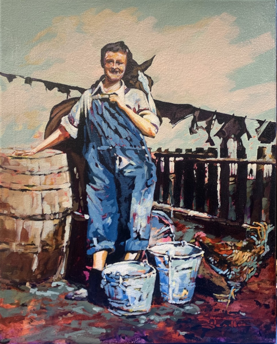 Chore Girl, 16x20, Acrylic, 2021, Suzanne Sandboe - 