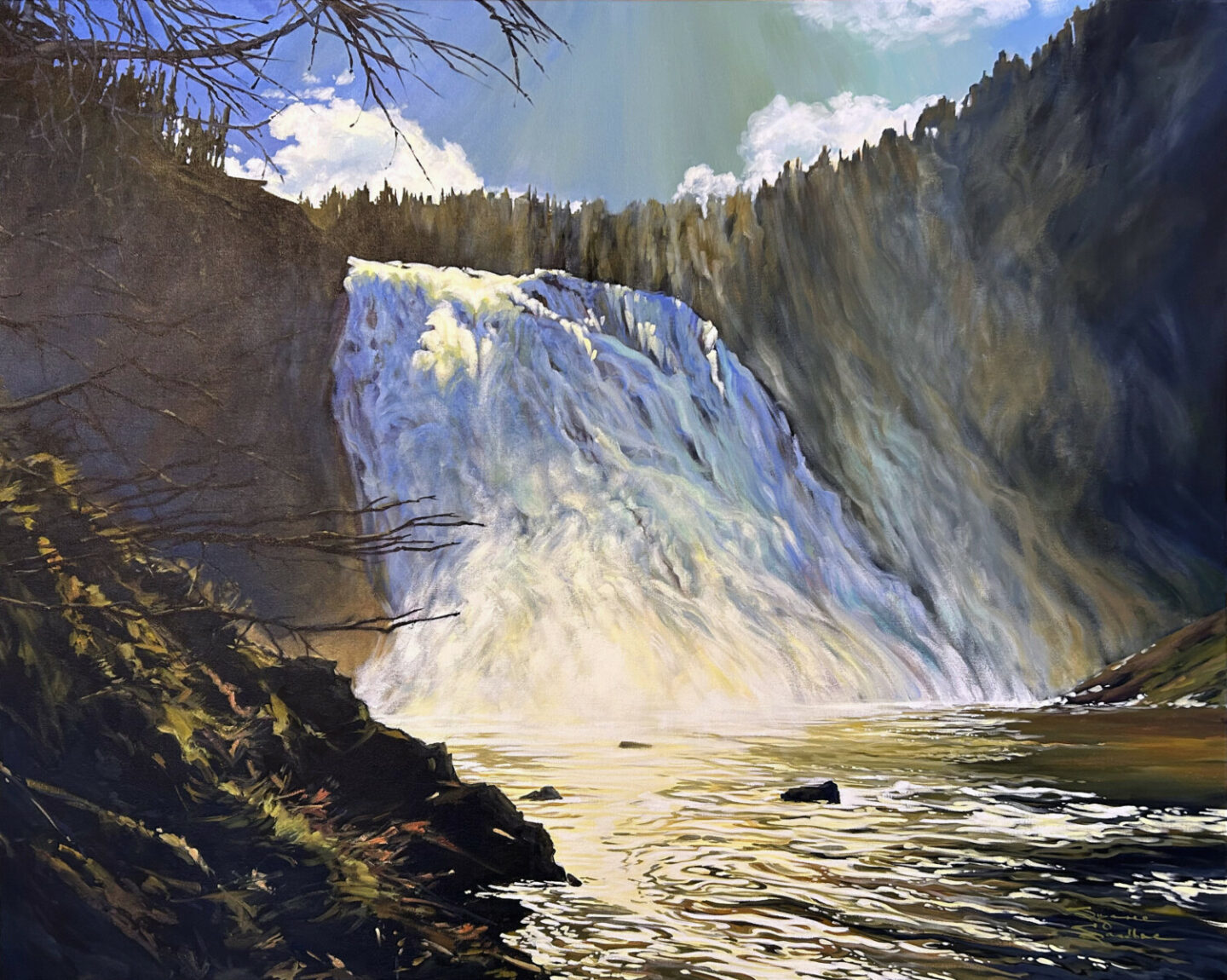 Kinuseo Falls, 48x60, Acrylic, 2024, Suzanne Sandboe - 