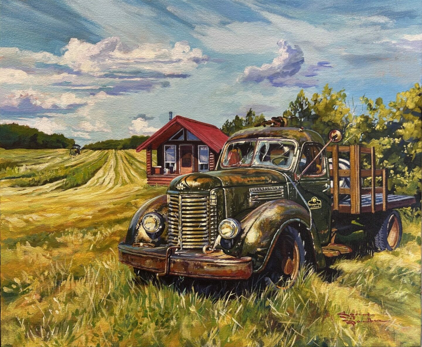 Broken Tine Orchard, 24x30, Acrylic, 2025, Suzanne Sandboe, County of Grande Prairie Farm Family Award Painting 2025 - 