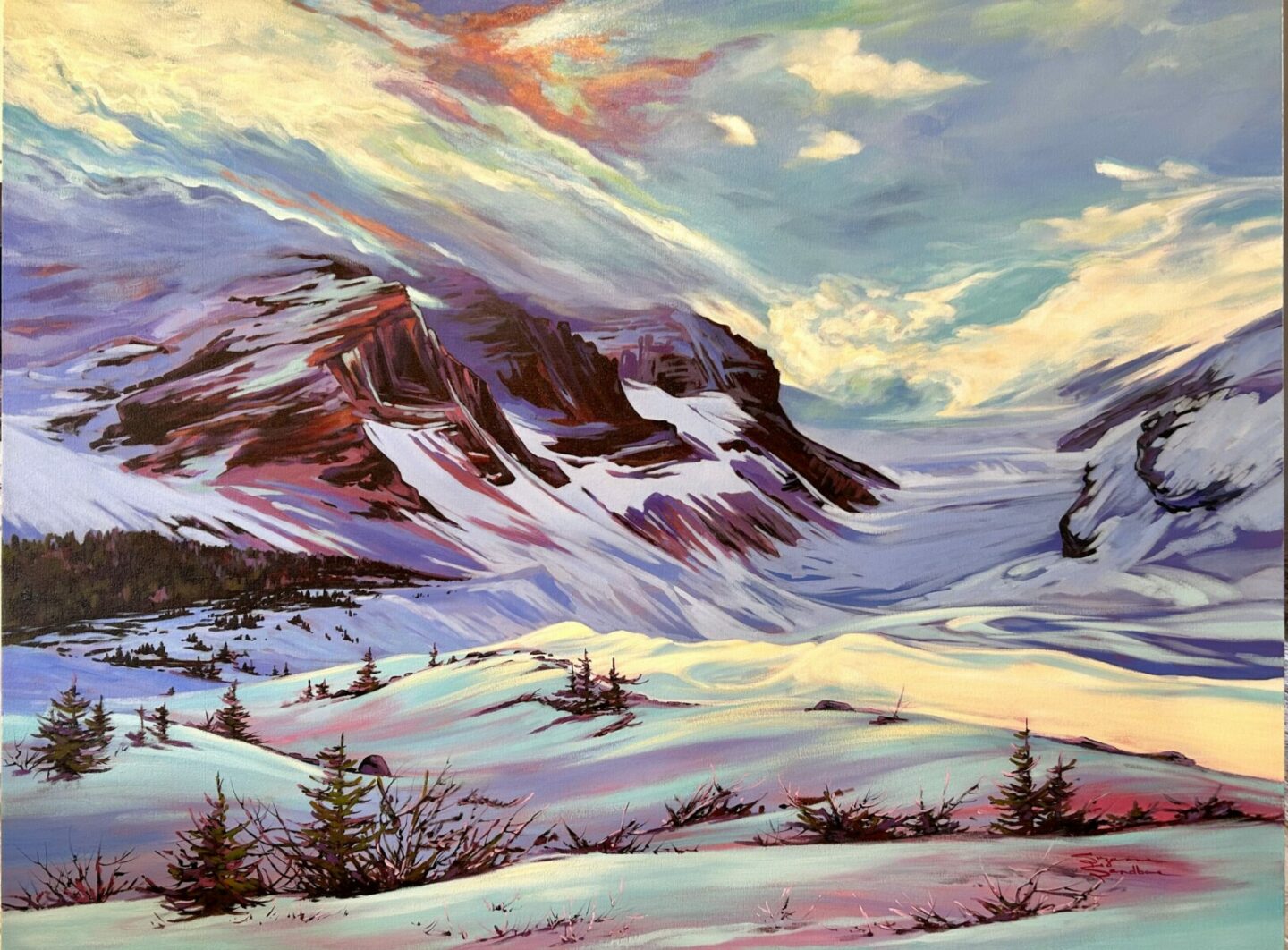 Ice Odyssey, Columbia Icefields, 36x48, Acrylic, 2025, Suzanne Sandboe - 