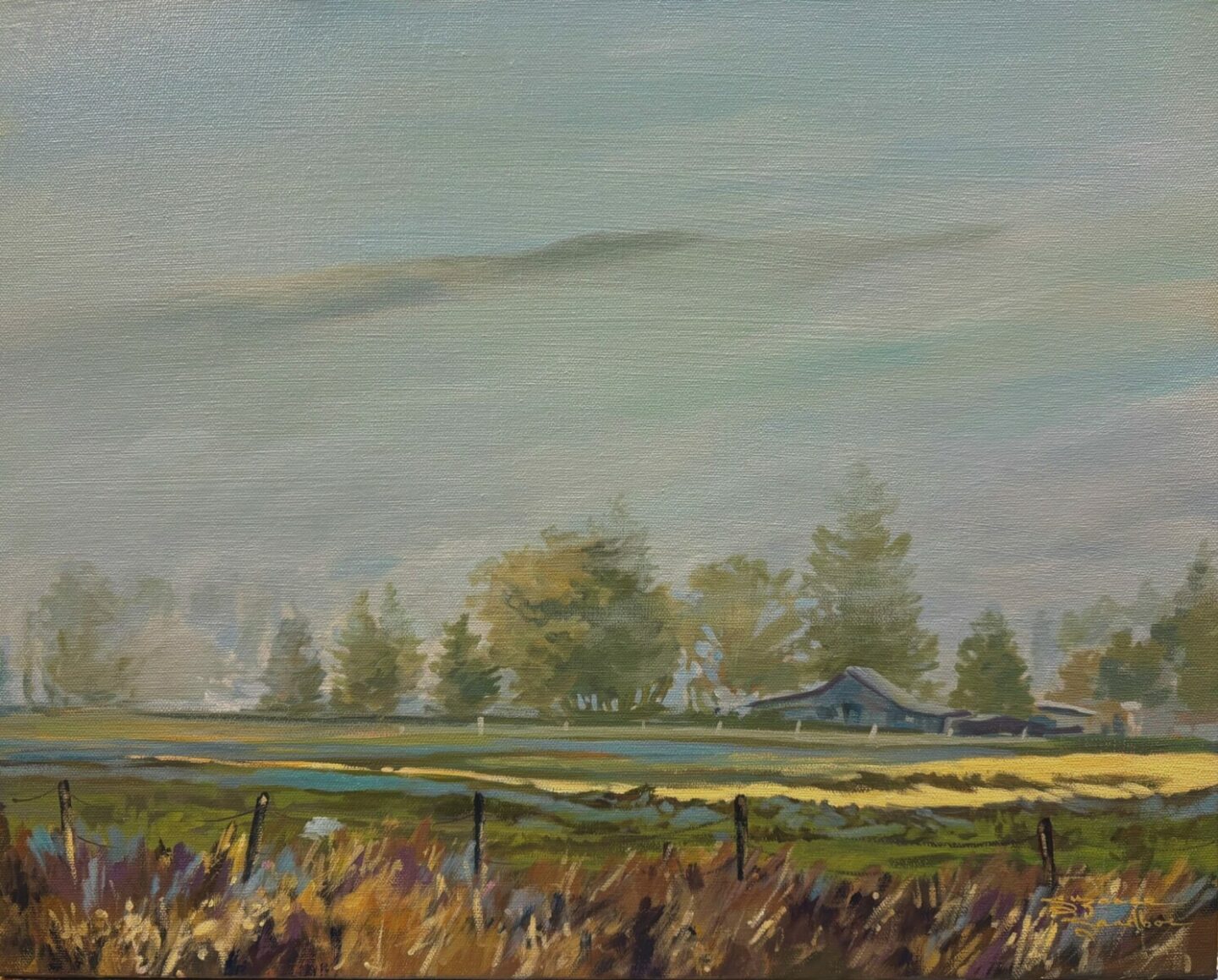 A MISTY MORNING, 16X20, ACRYLIC, 2025, SUZANNE SANDBOE - 