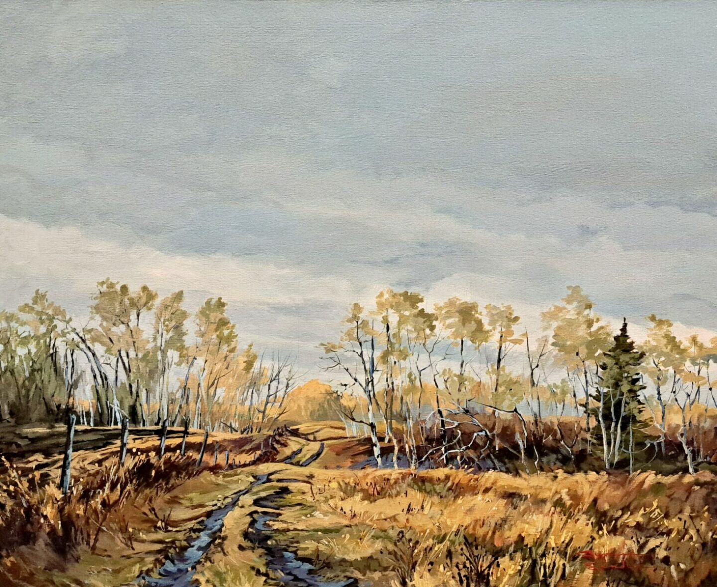 BEFORE THE SNOW, 24X30, ACRYLIC, 2025, SUZANNE SANDBOE - 