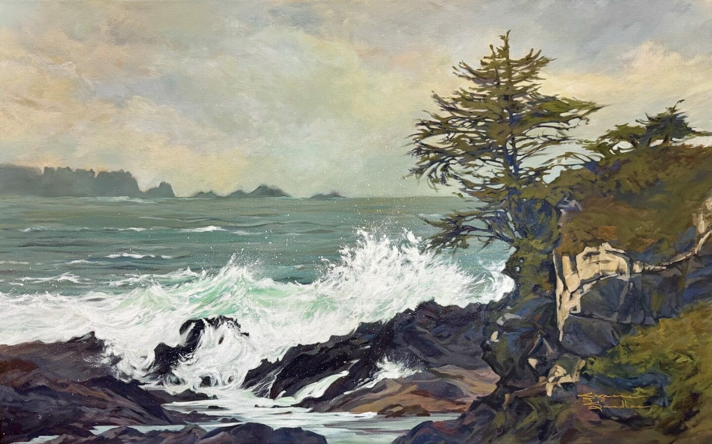 KING TIDE AT UCLUELET, 30X48, ACRYLIC, 2026, SUZANNE SANDBOE - 