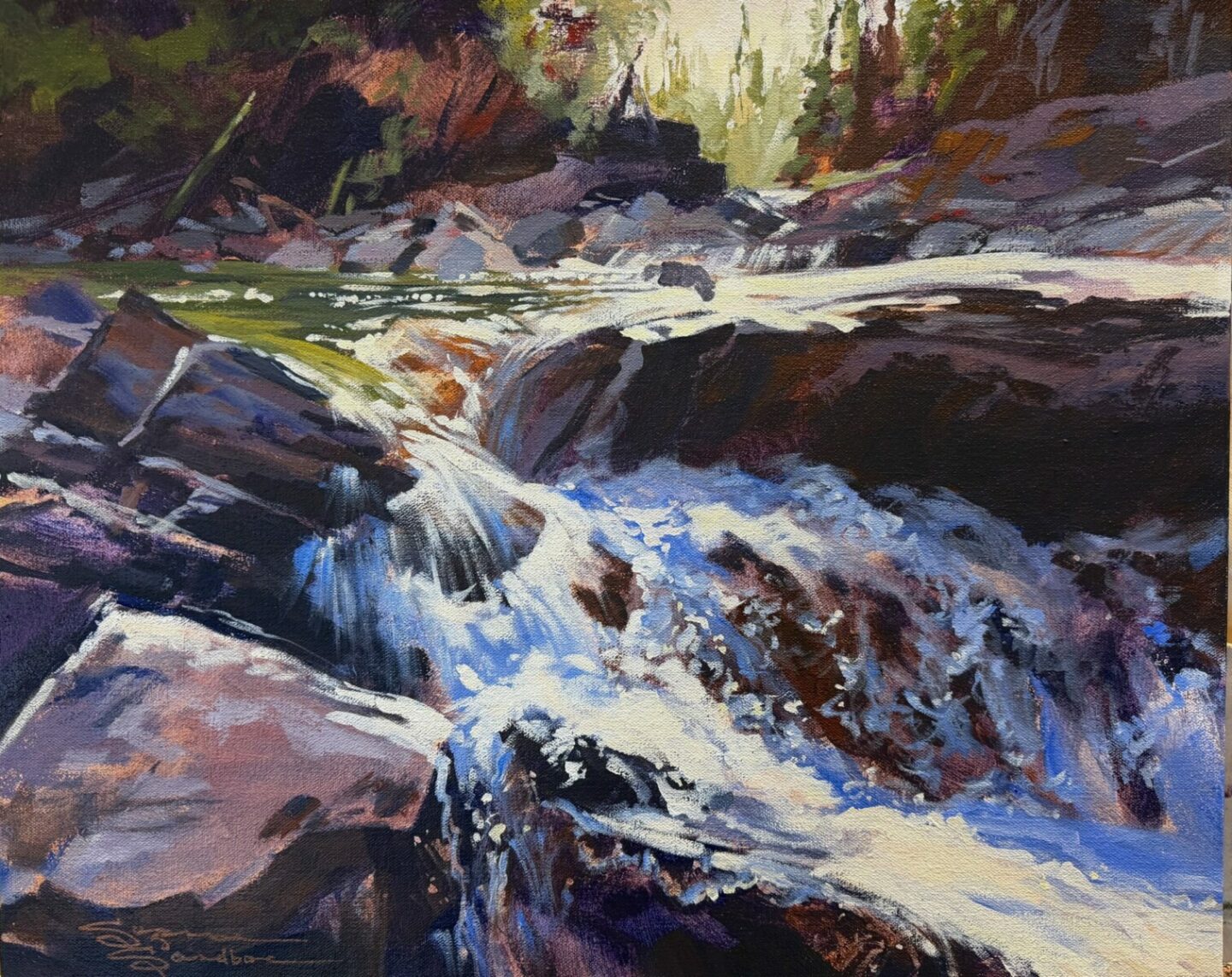 RUSHING WATERS, KAKWA COUNTRY, 20X26, ACRYLIC, 2025, SUZANNE SANDBOE - 