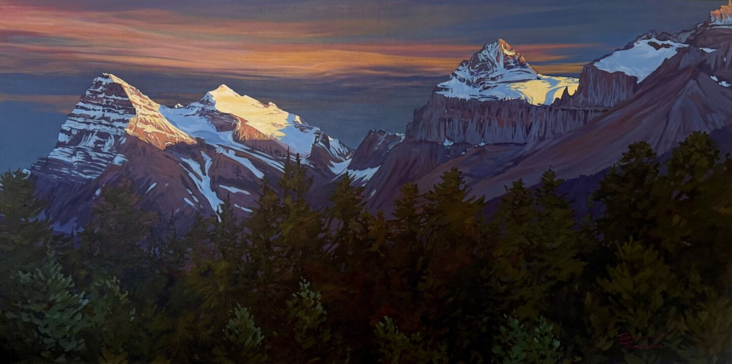 Last Light, Saskatchewan Crossing, 30x60, Acrylic, 2026, Suzanne Sandboe - 